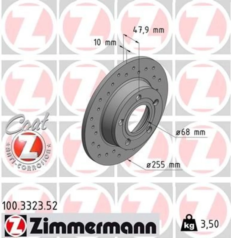Image of ZIMMERMANN Brake disc ZIMMERMANN 100.3323.52