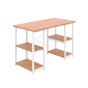 image of Soho Desk with Straight Shelves Beech/White Leg KF90781