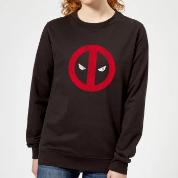 Image of Marvel Deadpool Cracked Logo Womens Sweatshirt - Black - XXL