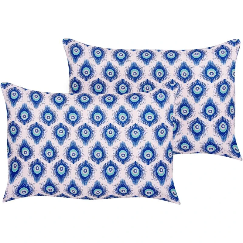Image of Beliani Set Of 2 Outdoor Cushions Ceriana Animal Pattern 40 X 60 Cm Blue