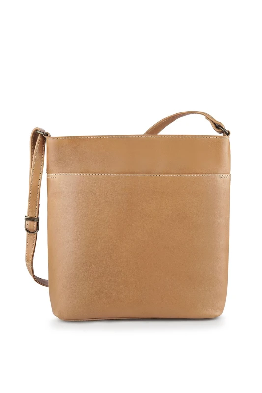 Image of PRIMEHIDE 'Washed Cancun' Leather Crossbody Bag Light Sand