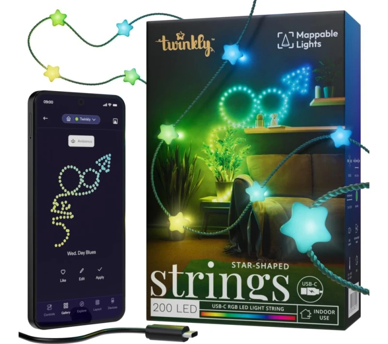 Image of TWINKLY Strings Star Smart 200 RGB LED String Lights - 13 m 8053614841226