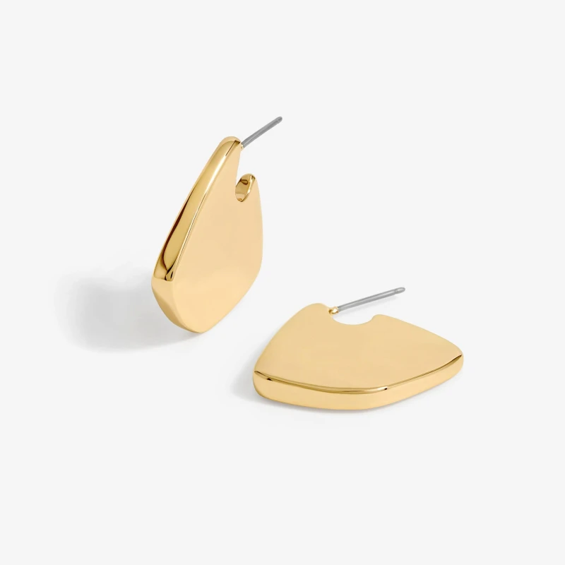 Image of Jon Richard Gold Plated Angular Polished Earrings Gold