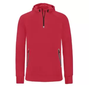 image of Proact Mens Hooded Zip Neck Sweatshirt (M) (Red)