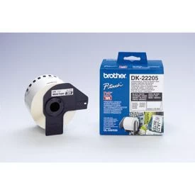 Image of Brother DK22205 Continuous Paper Tape 62mm x 30.48m Black on White