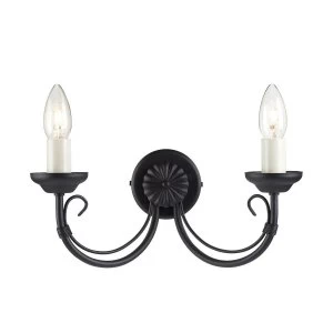Image of 2 Light Indoor Candle Wall Light Black, E14