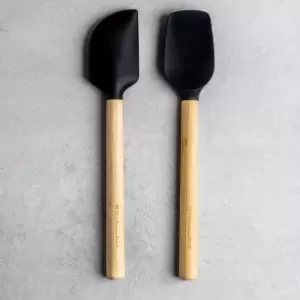 image of KitchenAid Mini Bamboo 2 Piece Silicone Spatula Set Black