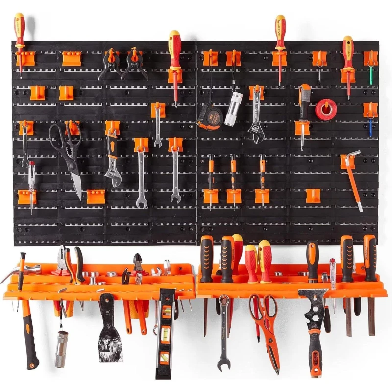 Image of VonHaus Garage Tool Storage with Shelf & Pegboard Black