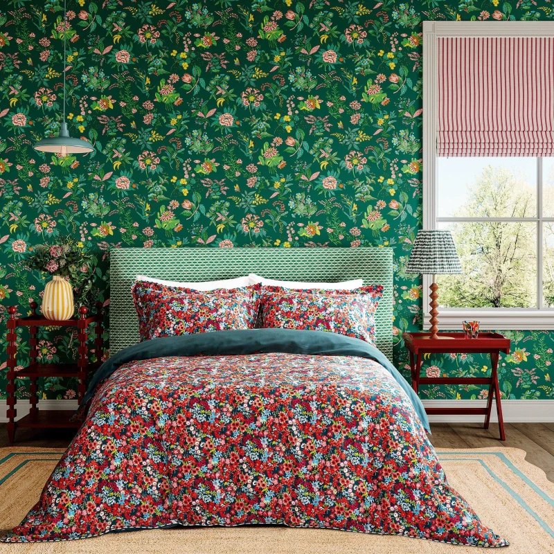 Image of Harlequin Wildflower Meadow Duvet Cover Set Carnelian unisex Single