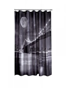 image of Aqualona Brooklyn Bridge Shower Curtain - Black/White