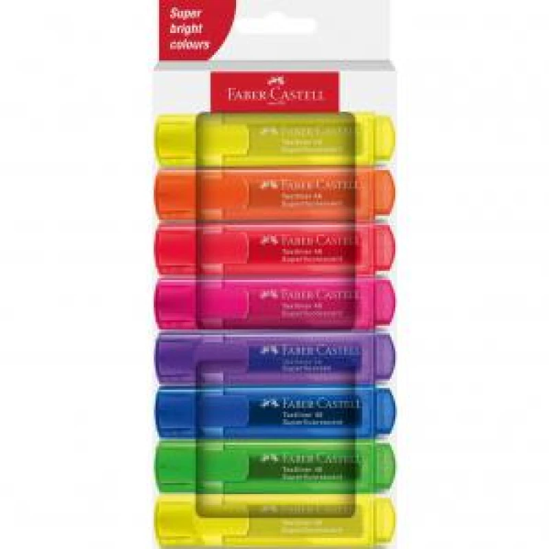 Image of Faber-Castell Highlighter Textliner 46 Assorted Colours Pack 8 - EXR49188SQ