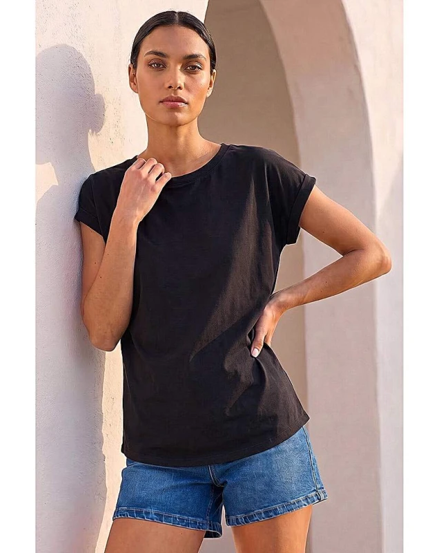 Image of Roman Originals Roman Stretch Cotton Jersey T-Shirt Black - Roman Originals - Size: 12 Black Female 12 DB62216