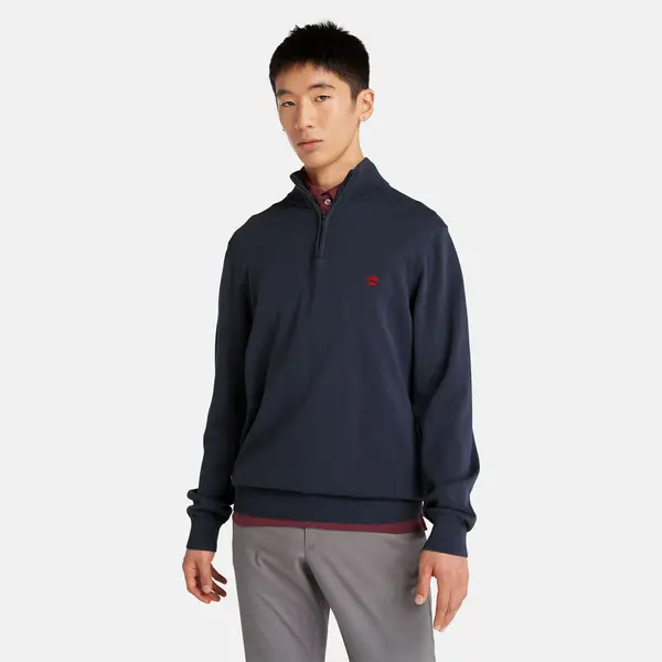 Image of Timberland Williams River Quarter-zip Pullover For Men In Navy, Size S
