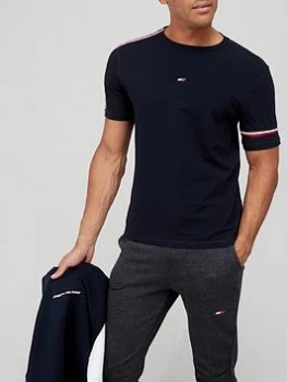 Image of Tommy Sport Tape Seasonal T-Shirt - Navy/Red/White, Navy/Red/White, Size L, Men