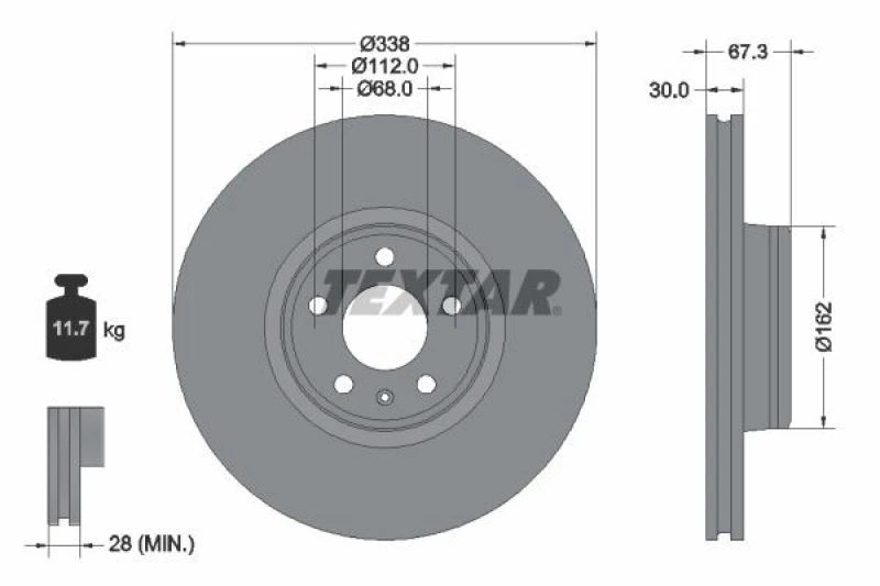 Image of Brake disc TEXTAR 92345505
