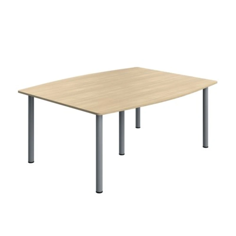 Image of Serrion Pole Leg Barrel Shaped Table 1800x1200x730mm Oak/Silver KF800262