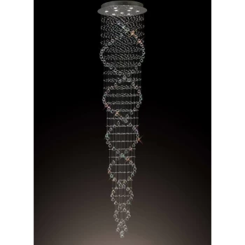 Image of Colorado Tall Corkscrew Suspension 9 Bulbs polished chrome / crystal height 300 Cm