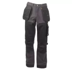 Image of DEWALT Mens Memphis Stretch Slim Work Trousers (30R) (Black)