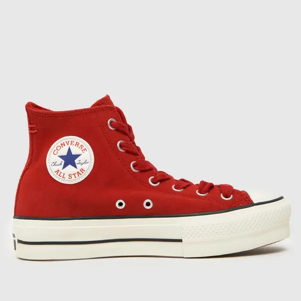 Image of Converse Gym Red/Egret/Black Chuck Taylor All Star Lift Suede High Top Shoe Red Female 8 204519UK