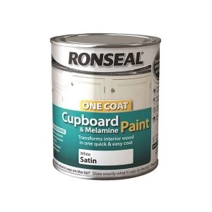 image of Ronseal One Coat Cupboard & Melamine Paint Black Gloss 750ml