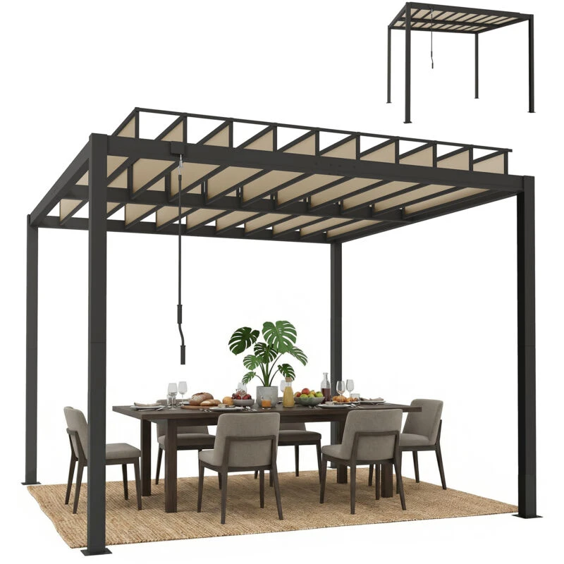 Image of OUTSUNNY 3 x 3m Louvered Pergola with PC Roof, Aluminium Patio Gazebo in Dark Grey Size: 3m x 3m Dark Grey Unisex 3m x 3m