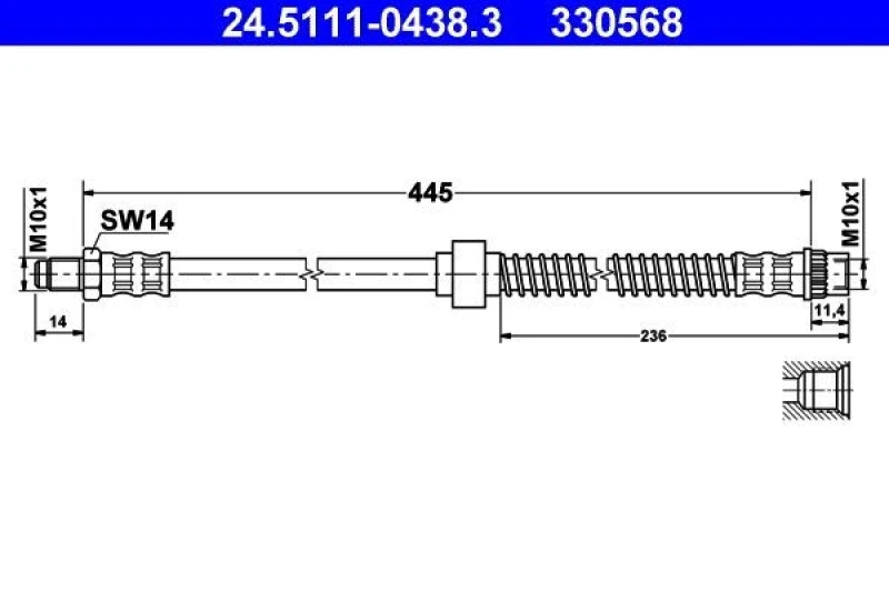 Image of ATE 24.5111-0438.3 Brake Hose Brake Hose (83)