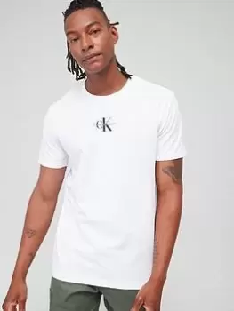 Image of Calvin Klein Jeans Monologo Regular T-Shirt - White, Size L, Men