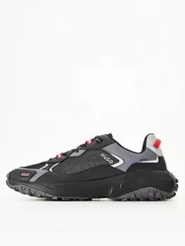 Image of HUGO Mesh Top Trainers - Black, Size 43, Men