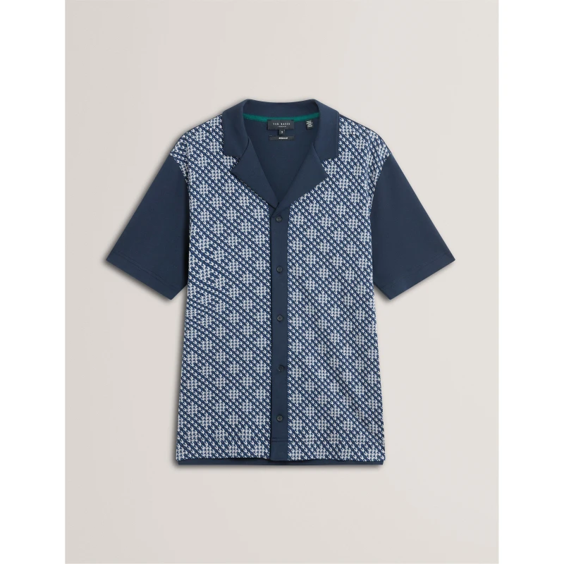 Image of Ted Baker Mens Long-Sleeve Plain Shirt Navy male S (2)