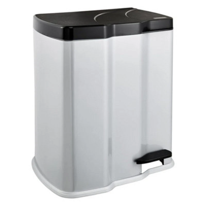 Image of Keeeper Pedal Bin with 2 Waste Compartments 7 Litre + 15 Litre Silver