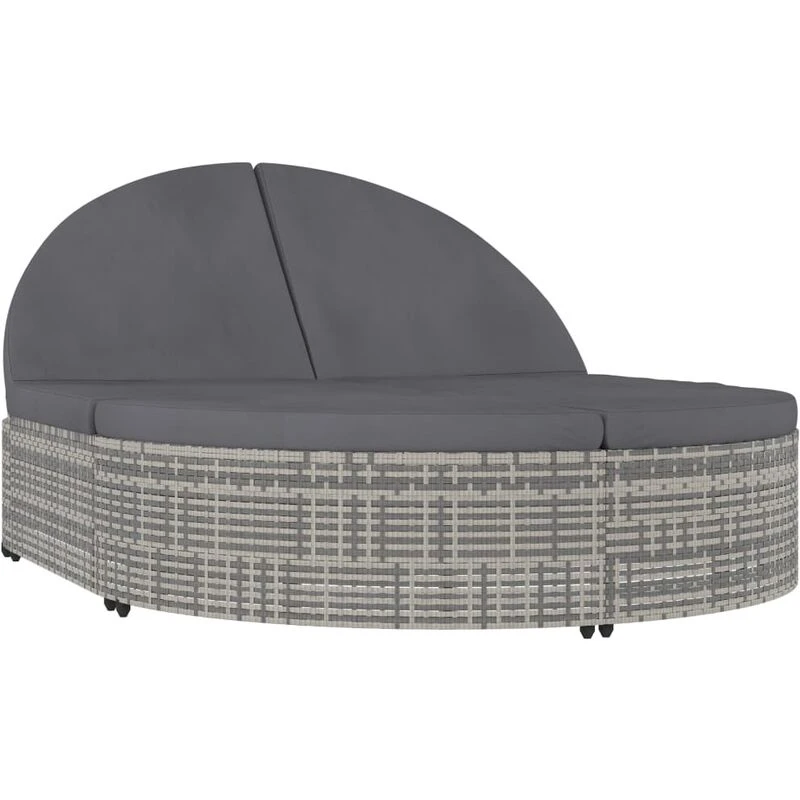 Image of VIDAXL 2-Person Sun Lounger with Cushions Poly Rattan Grey Vidaxl 8720286771655