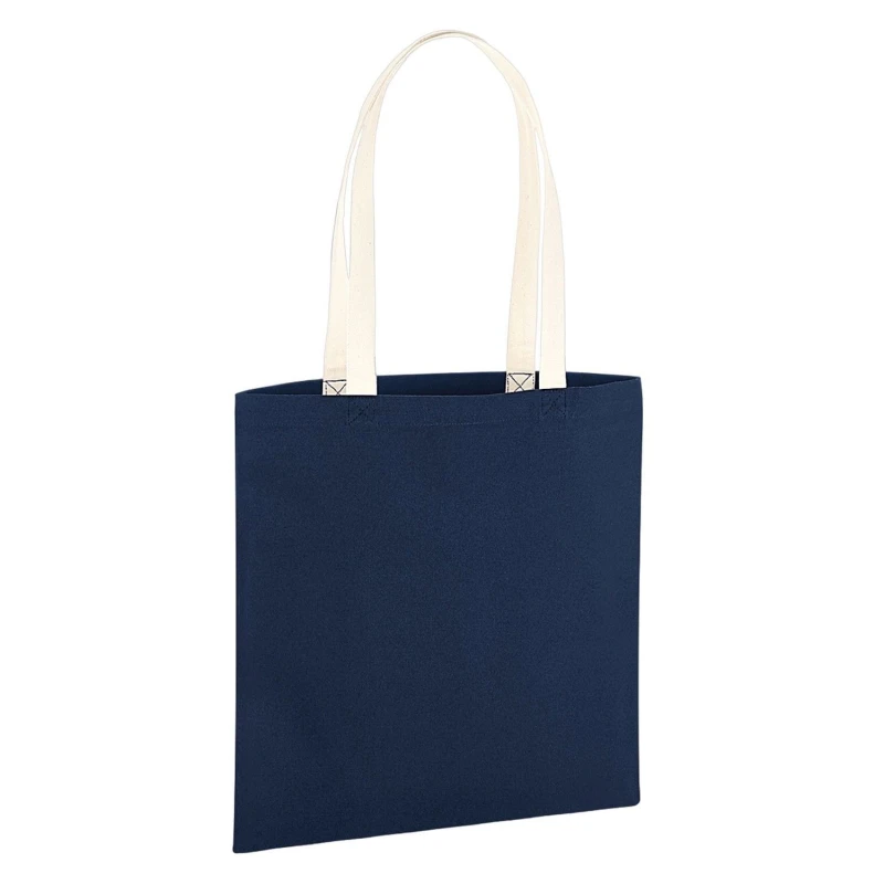 Image of Westford Mill Womens EarthAware Bag For Life Contrast Handle 10L Tote Bag in Navy Navy Female One Size
