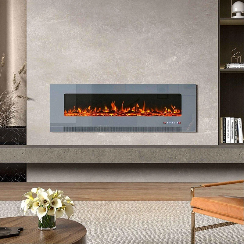 Image of Cottonfy UK 50/60/72 Inch Electric Recessed Fireplace 1800W - Grey Grey M