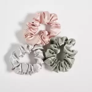 Image of in home 100% Silk Scrunchie 3 pack - Silver, Pink, Sage