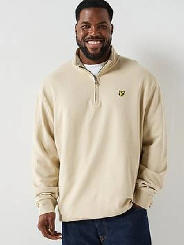 Image of Lyle & Scott Lyle & Scott 1/4 Zip Sweat - Taupe - Lyle & Scott - Size: 2XL54/56 Taupe Male 2XL54/56 LS11905
