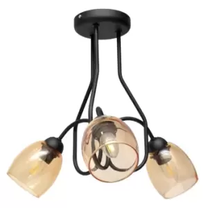 Marietta Multi Arm Semi Flush Ceiling Light Black, Amber 50cm