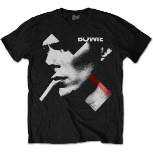 image of David Bowie - X Smoke Red Unisex Large T-Shirt - Black