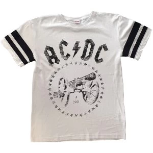 image of AC/DC - For Those About to Rock American Football Style Unisex X-Large T-Shirt - White