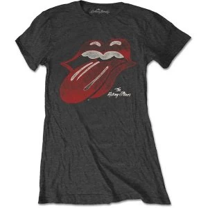 Image of The Rolling Stones - Vintage Tongue Logo Womens Large T-Shirt - Grey