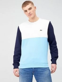 Lacoste Sportswear Colour Block Sweatshirt - Blue, Light Blue, Size 8, Men