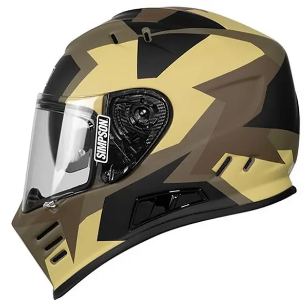 Image of Simpson Helmet Venom Comanche Green Brown Full Face Helmet Size M