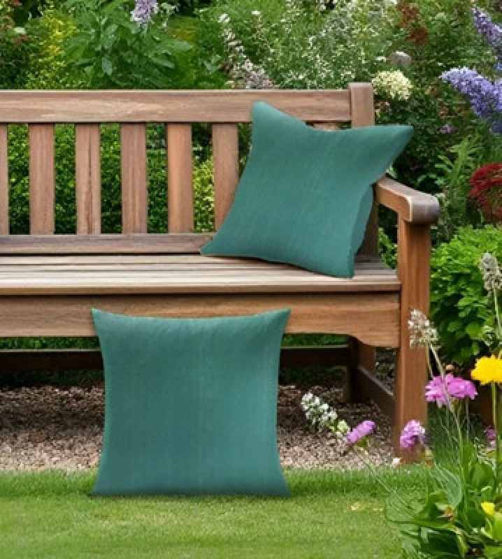 Image of Luxury Living Summer Outdoor Water-Repellant Cushion - Green - Pair