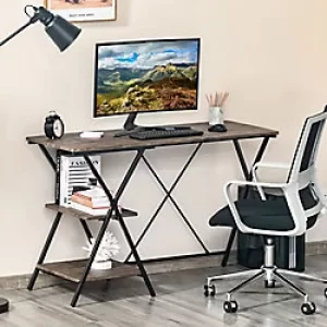 image of Homcom Computer Desk with Wood Shelves Brown 480 x 780 mm