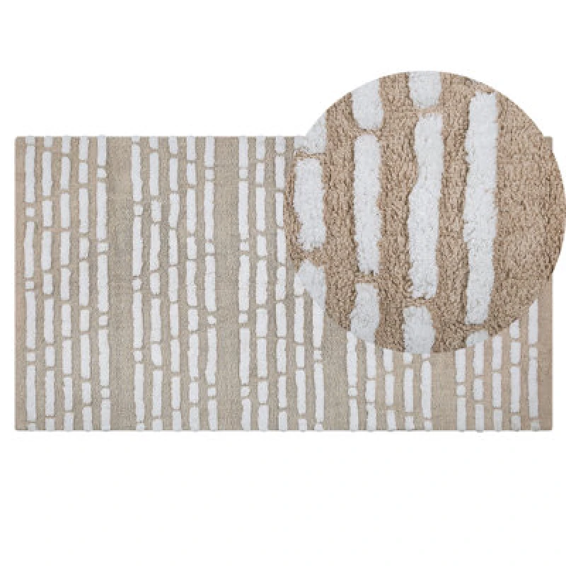 Image of Beliani Rug Ahirli Beige 120 X 180 Cm Cotton