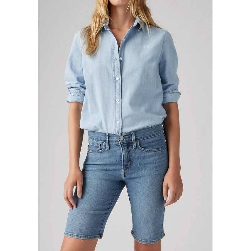 Image of Levis Shaping Bermuda Shorts Khaki Cotton W26