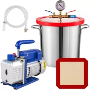 image of VEVOR 3 CFM 1/4HP Single Stage Vacuum Pump,3 Gallon(13 Liter) Vacuum Chamber Kit, HVAC A/C Refrigeration Kit