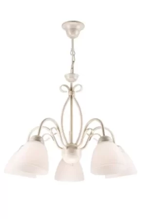 Image of Adelle Multi Arm Pendant Ceiling Light With Glass Shades, White, 5x E27