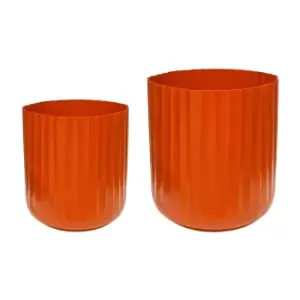 Image of Hudson Orange Corrugated Planters, Set of Two