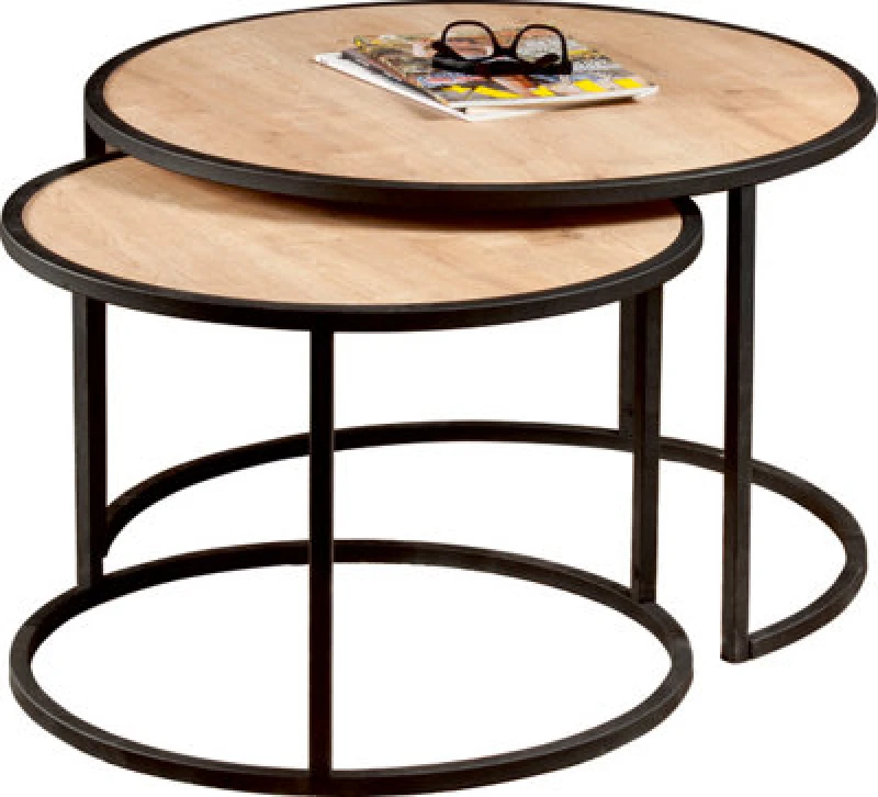 Image of Decorotika Tambur Nesting Table Set Of Two -sapphire Oak Black, Multi TB2PCT02