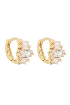 Image of Mini Gold Plated Baguette Huggie Earrings